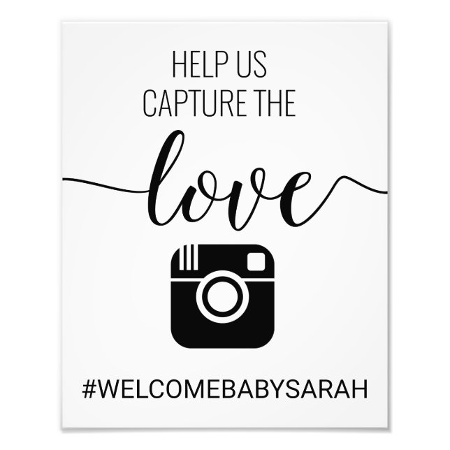 Hashtag Custom Baby Shooting-Zeichen Fotodruck (Vorne)