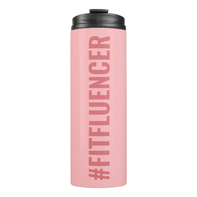 Hashtag Fitfluencer Soft Pink Modern Slogan Thermosbecher (Vorderseite)