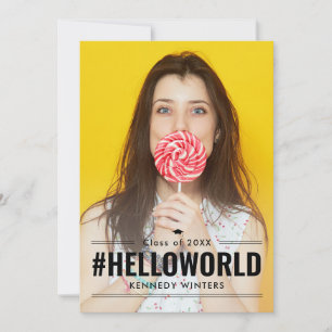 Hashtag Fun Editable Color Graduation Invitation