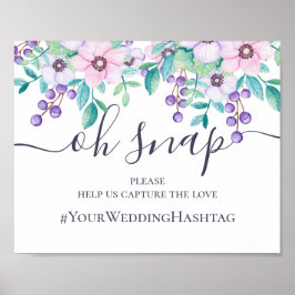 Hashtag für lila und rosa Blumenhochzeit Poster