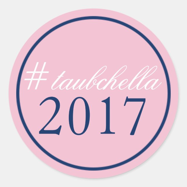 Hashtag Gastgeschenk Hochzeit Aufkleber Rosa/Marin (Vorderseite)