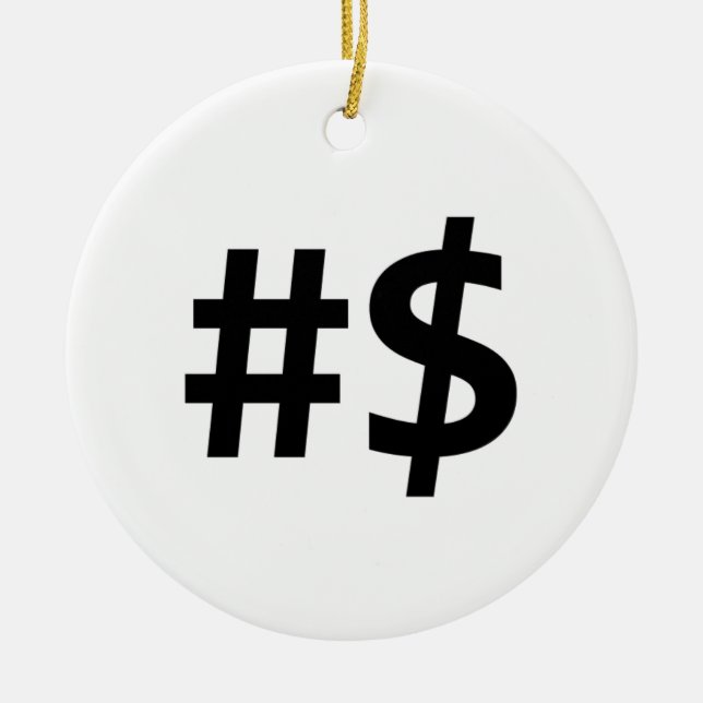 hashtag Geld Keramikornament (Vorne)