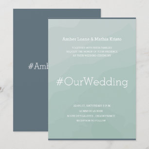 Hashtag Hochzeit mit türkisblauem Wasser Einladung