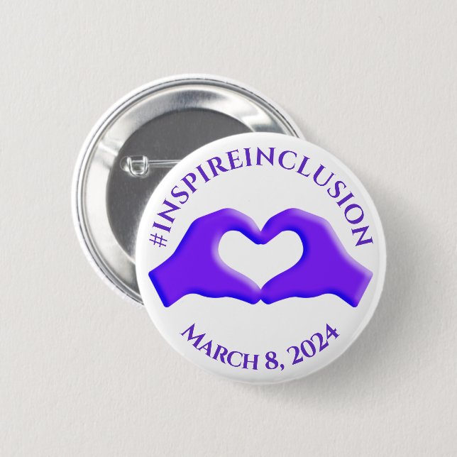 Hashtag-März "inspirier Inclusion" 8 Frauentag 202 Button (Vorne & Hinten)