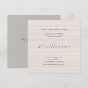 Hashtag moderne elegante, schwarz graue Streifen H Einladung