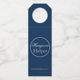 Hashtag: Navy Blue Pink Wedding Helper Tag Hashtag Flaschenanhänger