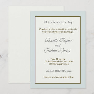 # Hashtag personalisiert-blaue goldgraue Hochzeit Einladung