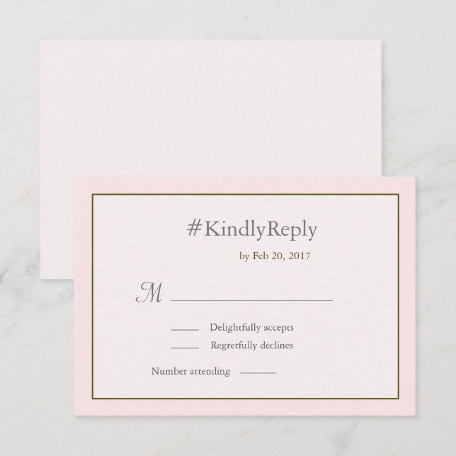 Hashtag personalisierte Goldhochzeit in süßrosa Einladung (Vorne/Hinten)
