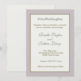 Hashtag personalisierte Rosa-Graue Hochzeit Einladung