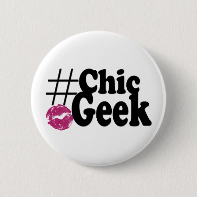 Hashtag schicke Aussenseiter-Kuss-Kunst-Geschenke Button (Vorderseite)