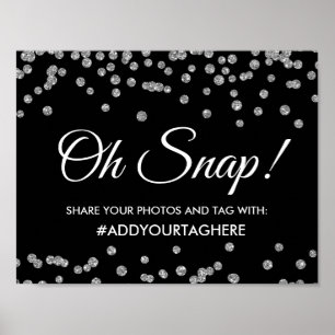 Hashtag Signieren Silver Imitats Glitzer Confetti  Poster