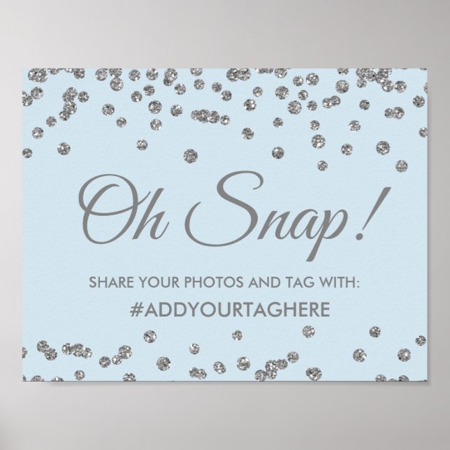 Hashtag Signieren Silver Imitats Glitzer Confetti  Poster (Vorne)