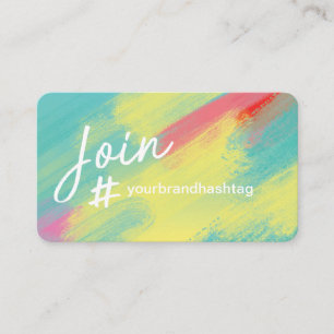 Hashtag Social Media Artistic Aqua Brush Stroke Visitenkarte
