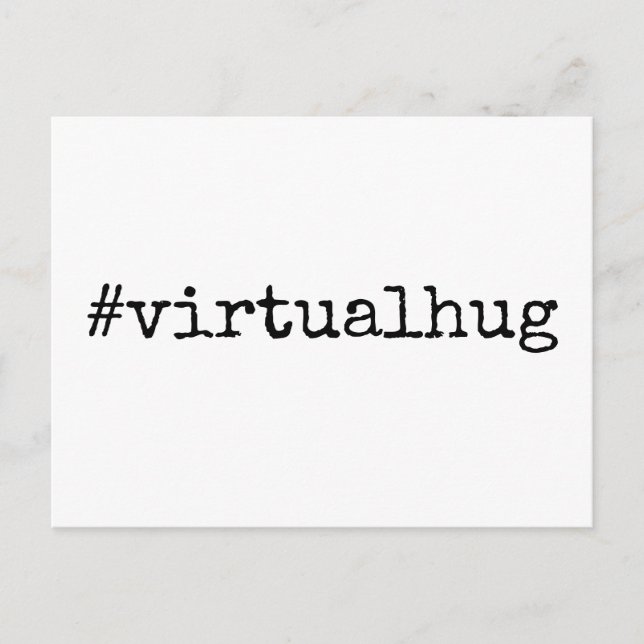 Hashtag Virtual Hug Black & White Postkarte (Vorderseite)