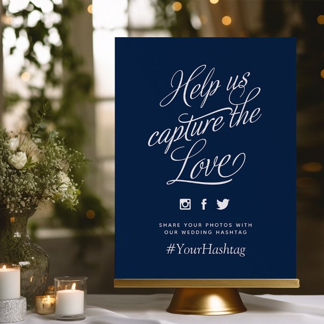 Hashtag-Zeichen für Navy und White Personalisiert  Poster (Von Creator hochgeladen)