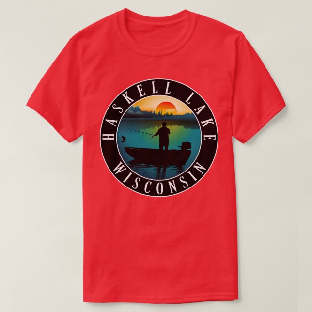Haskell Lake Wisconsin Fischerei T-Shirt (Design vorne)