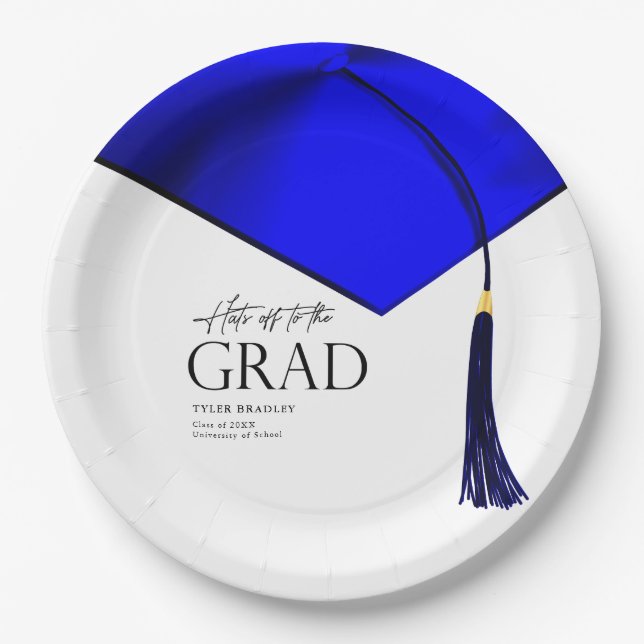 Hasoff to Grad Blue & Gold Mens Abschluss Pappteller (Vorderseite)
