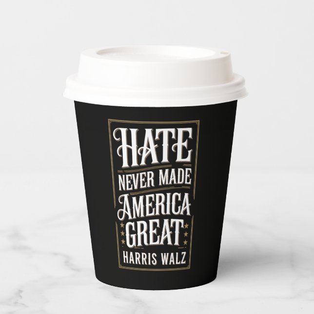 Hass hat Amerika nie Great Kamala Harris Walz gema Pappbecher (Vorderseite)