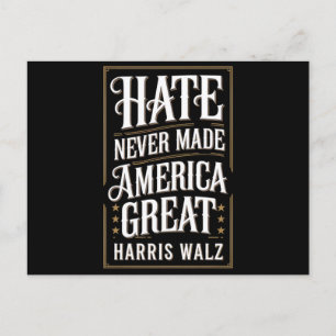 Hass hat Amerika niemals groß gemacht Kamala Harri Postkarte
