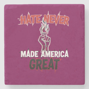 Hass hat Amerika niemals groß gemacht Patriotische Steinuntersetzer