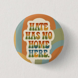 Hass hat hier keinen Platz Retro Regenbogen Button