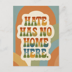Hass hat hier keinen Platz Retro Regenbogen Postkarte
