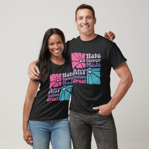 Hass hat nie eine Nation großartigen Retro-Blumen T-Shirt