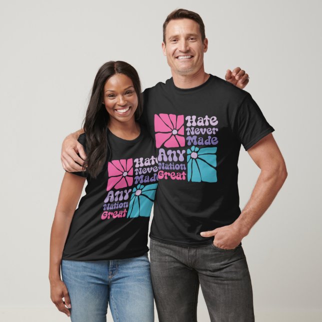 Hass hat nie eine Nation großartigen Retro-Blumen T-Shirt (Unisex)