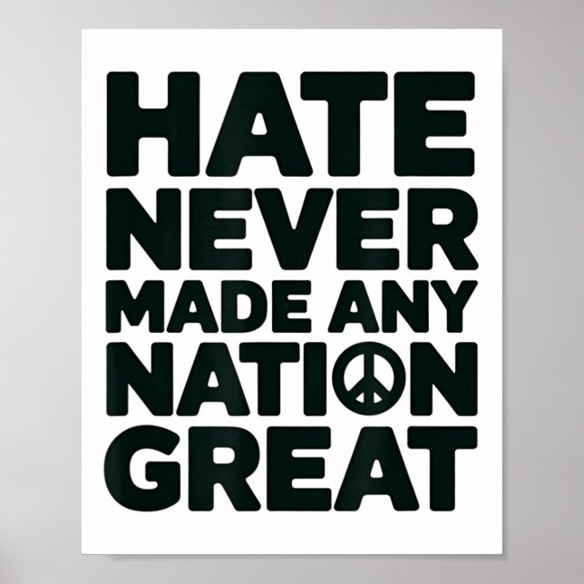 Hass hat niemals eine Nation zu einem großen Anti- Poster (Vorne)