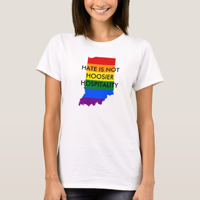 Hass ist nicht Hoosier-Gastfreundschafts-T - Shirt (Vorderseite)