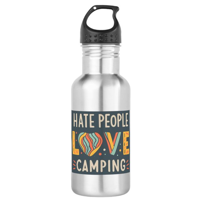 Hass Menschen Liebe Camping Edelstahlflasche (Vorderseite)