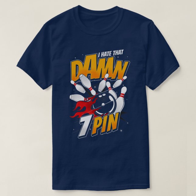 Hass Sieben 7 Button Funny Bowling Team Affordable T-Shirt (Design vorne)
