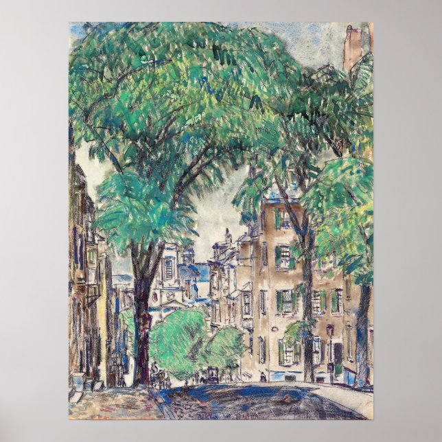 Hassam - Mount Vernon St Boston 1919 Poster (Vorne)