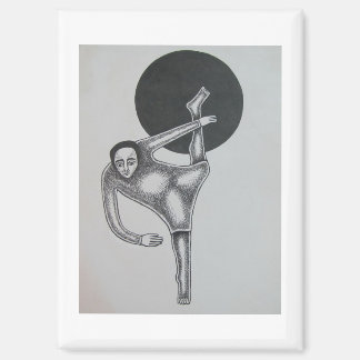 Hassan Wahba Biegende Figur und schwarzer Kreis Magnet
