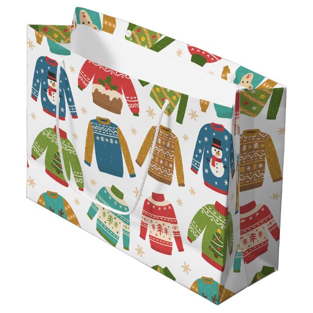hässlich, aber Niedliche Weihnachts-Sweaters Urlau Große Geschenktüte (Vorderseite Schrägansicht)