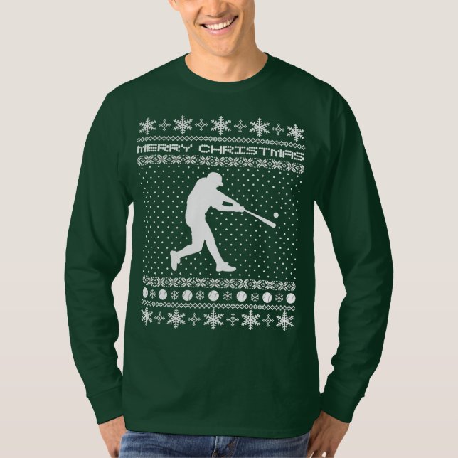 Hässliche Baseball-Weihnachtsstrickjacke T-Shirt (Vorderseite)