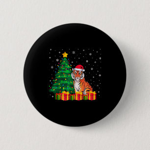 Hässliche Bengaltiger-Weihnachtsmannmütze-Christba Button