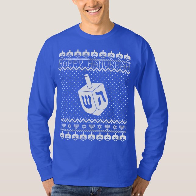 Hässliche Chanukka-Strickjacke T-Shirt (Vorderseite)