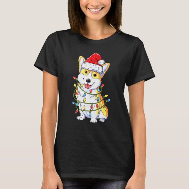 Hässliche Corgi-Weihnachtspullover T-Shirt (Vorderseite)