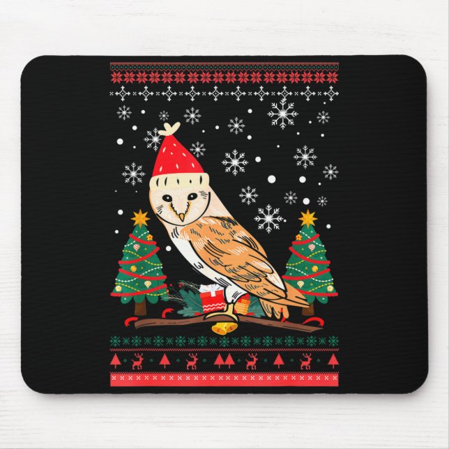 Hässliche Eule Weihnachten Winter  Mousepad (Vorne)