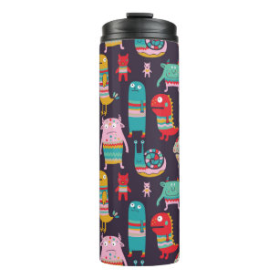 Hässliche Monster nahtlos Muster Thermosbecher
