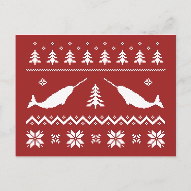Hässliche Narwhal Weihnachtsstrickjacke Feiertagspostkarte (Vorderseite)