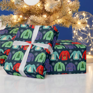 Häßliche Pullover Weihnachtsillustration Schneeflo Geschenkpapier