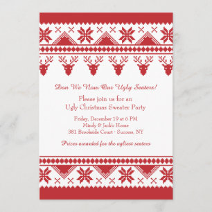 Hässliche Strickjacke mit Ren-Einladung Einladung