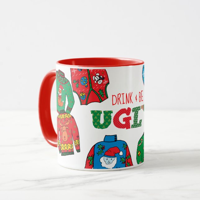 Hässliche Strickjacke-WeihnachtsTasse Tasse (Vorderseite Links)