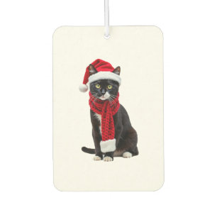 Hässliche Weihnachts-Schwarze-Katze-Santa-Hut-Scha Autolufterfrischer