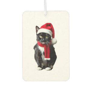Hässliche Weihnachts-Schwarze-Katze-Santa-Hut-Scha Autolufterfrischer