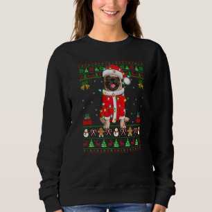 Hässliche Weihnachtsbeleuchtung Santa Pug Hund Wei Sweatshirt