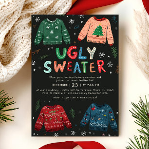 Hässliche Weihnachtseinladung im Sweater-Stil Einladung