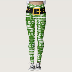 Hässliche Weihnachtself-Leggings - grünes Leggings